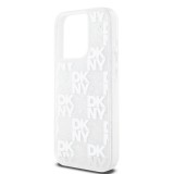 DKNY Liquid Glitter Checkered Pattern Zadní Kryt pro iPhone 15 Pro Transparent