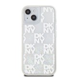 DKNY Liquid Glitter Checkered Pattern Zadní Kryt pro iPhone 15 Transparent