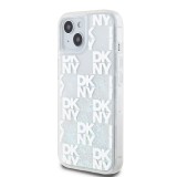 DKNY Liquid Glitter Checkered Pattern Zadní Kryt pro iPhone 15 Transparent