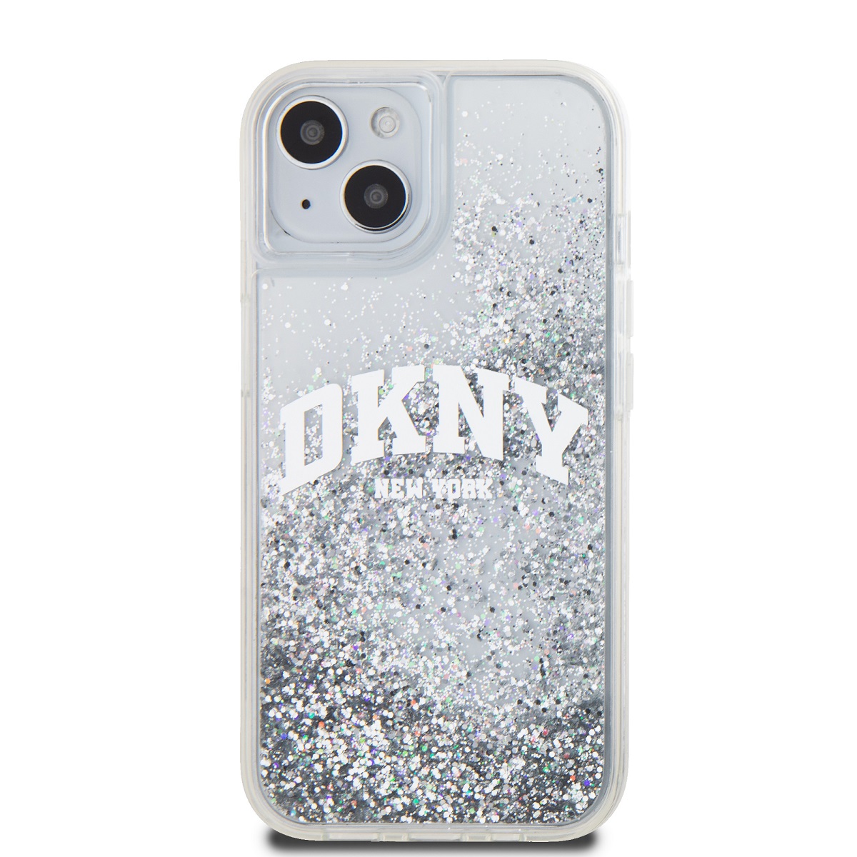 DKNY Liquid Glitter Arch Logo Zadní Kryt pro iPhone 15 Transparent