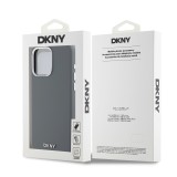 DKNY Liquid Silicone Silver Metal Logo Magsafe Zadní Kryt pro iPhone 15 Pro Max Grey