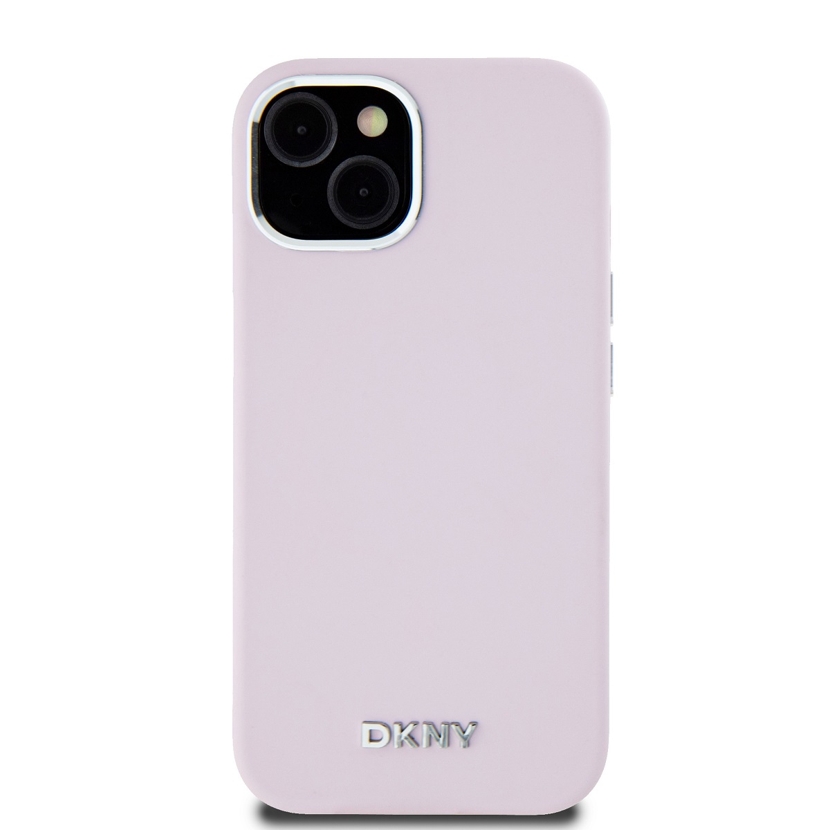 DKNY Liquid Silicone Silver Metal Logo Magsafe Zadní Kryt pro iPhone 15 Pink