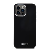 DKNY Liquid Silicone Silver Metal Logo Magsafe Zadní Kryt pro iPhone 15 Pro Max Black