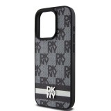 DKNY PU Leather Checkered Pattern and Stripe Zadní Kryt pro iPhone 15 Pro Max Black