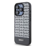 DKNY PU Leather Repeat Pattern Bottom Stripe Zadní Kryt pro iPhone 15 Pro Max Black