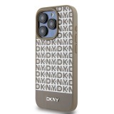 DKNY PU Leather Repeat Pattern Bottom Stripe Zadní Kryt pro iPhone 13 Pro Max Brown