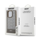 DKNY PU Leather Repeat Pattern Bottom Stripe Zadní Kryt pro iPhone 13 Pro Brown