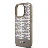 DKNY PU Leather Repeat Pattern Bottom Stripe Zadní Kryt pro iPhone 12/12 Pro Brown