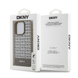 DKNY PU Leather Repeat Pattern Bottom Stripe Zadní Kryt pro iPhone 12/12 Pro Brown