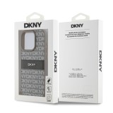 DKNY PU Leather Repeat Pattern Tonal Stripe Zadní Kryt pro iPhone 14 Pro Beige