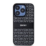 DKNY PU Leather Repeat Pattern Tonal Stripe Zadní Kryt pro iPhone 15 Pro Max Black