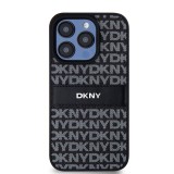 DKNY PU Leather Repeat Pattern Tonal Stripe Zadní Kryt pro iPhone 14 Pro Black