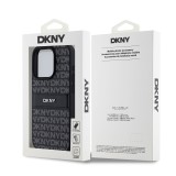 DKNY PU Leather Repeat Pattern Tonal Stripe Zadní Kryt pro iPhone 14 Pro Black