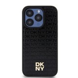 DKNY PU Leather Repeat Pattern Stack Logo Magsafe Zadní Kryt pro iPhone 15 Pro Max Black