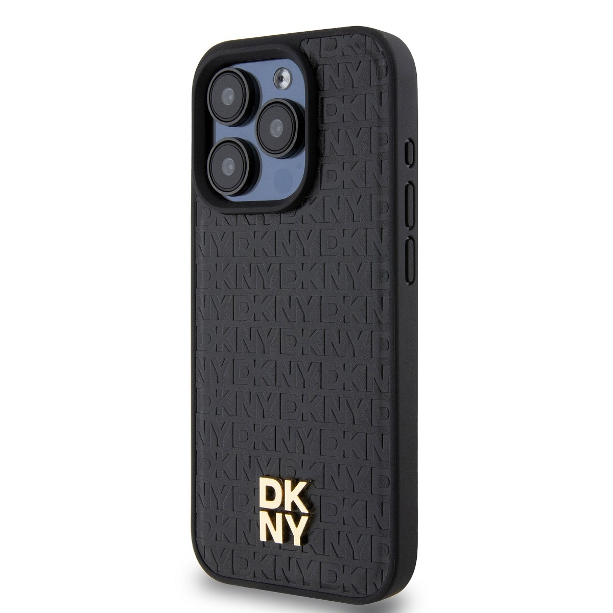 DKNY PU Leather Repeat Pattern Stack Logo Magsafe Zadní Kryt pro iPhone 15 Pro Max Black