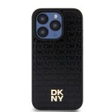 DKNY PU Leather Repeat Pattern Stack Logo Magsafe Zadní Kryt pro iPhone 12/12 Pro Black