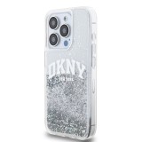DKNY Liquid Glitter Arch Logo Zadní Kryt pro iPhone 14 Pro Transparent