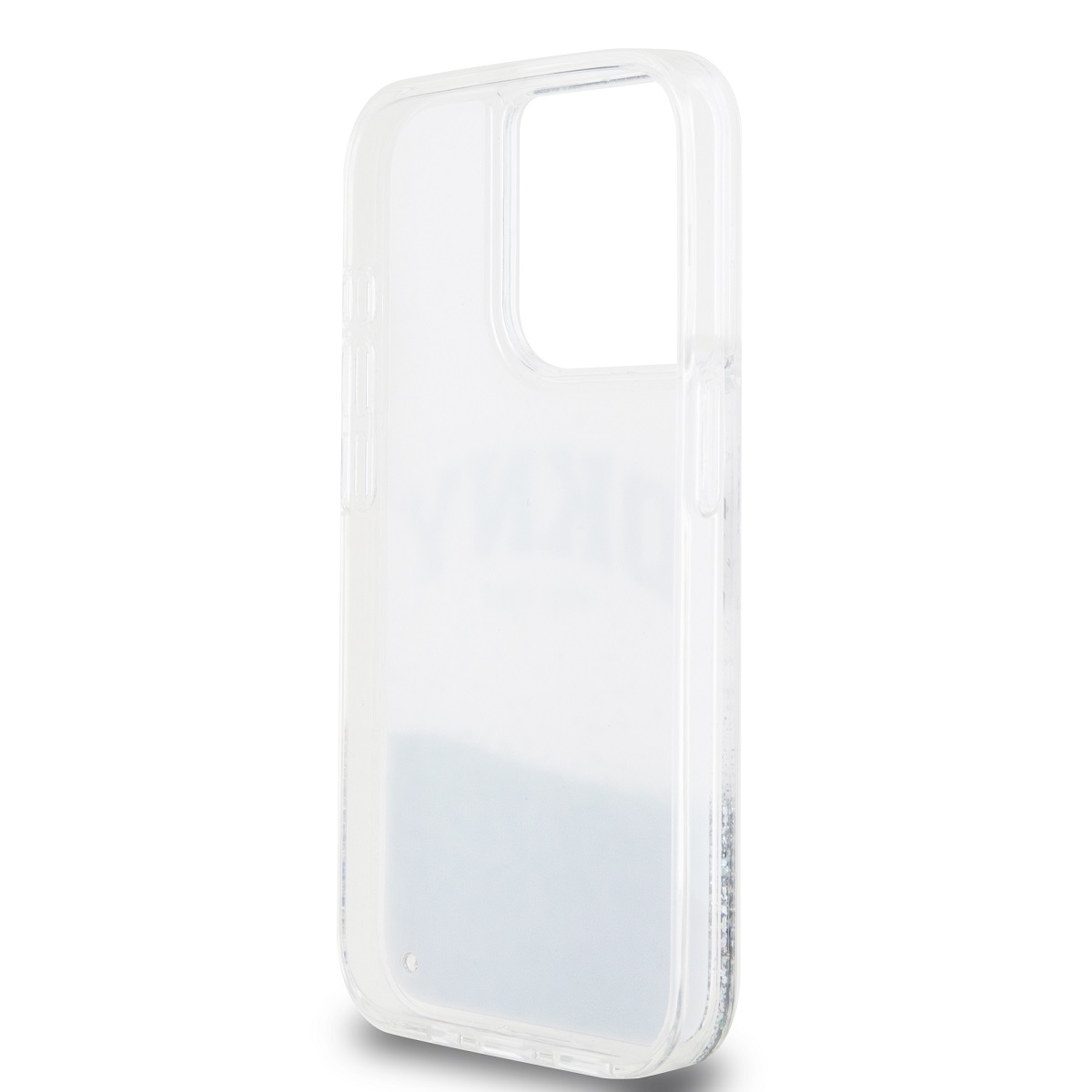 DKNY Liquid Glitter Arch Logo Zadní Kryt pro iPhone 14 Pro Transparent