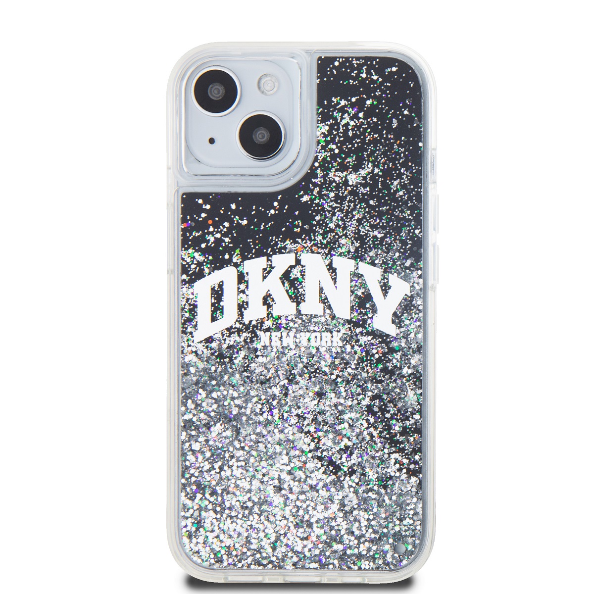 DKNY Liquid Glitter Arch Logo Zadní Kryt pro iPhone 14 Black