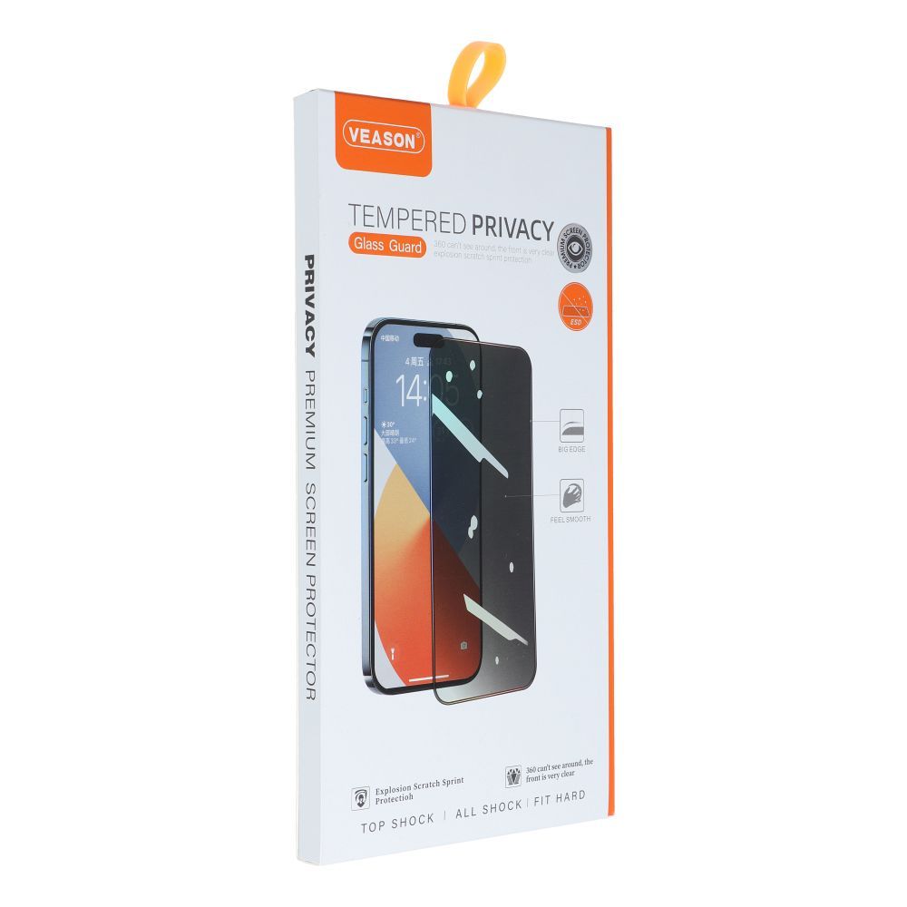 Tvrzené sklo 6D Pro VEASON Privacy Glass pro Apple iPhone 13 Pro Max/14 Plus, černá