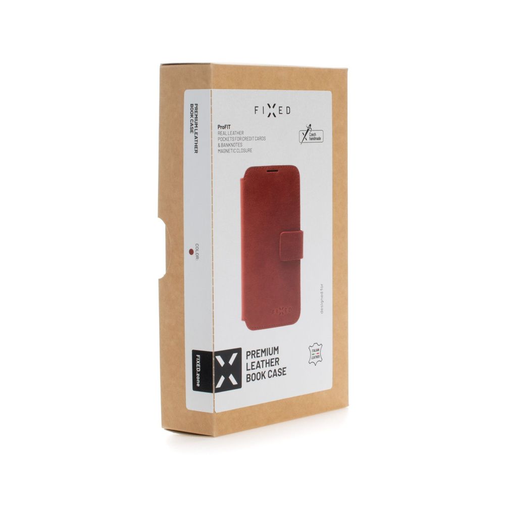 Kožené pouzdro typu kniha FIXED ProFit pro Apple iPhone 4 SE, červené