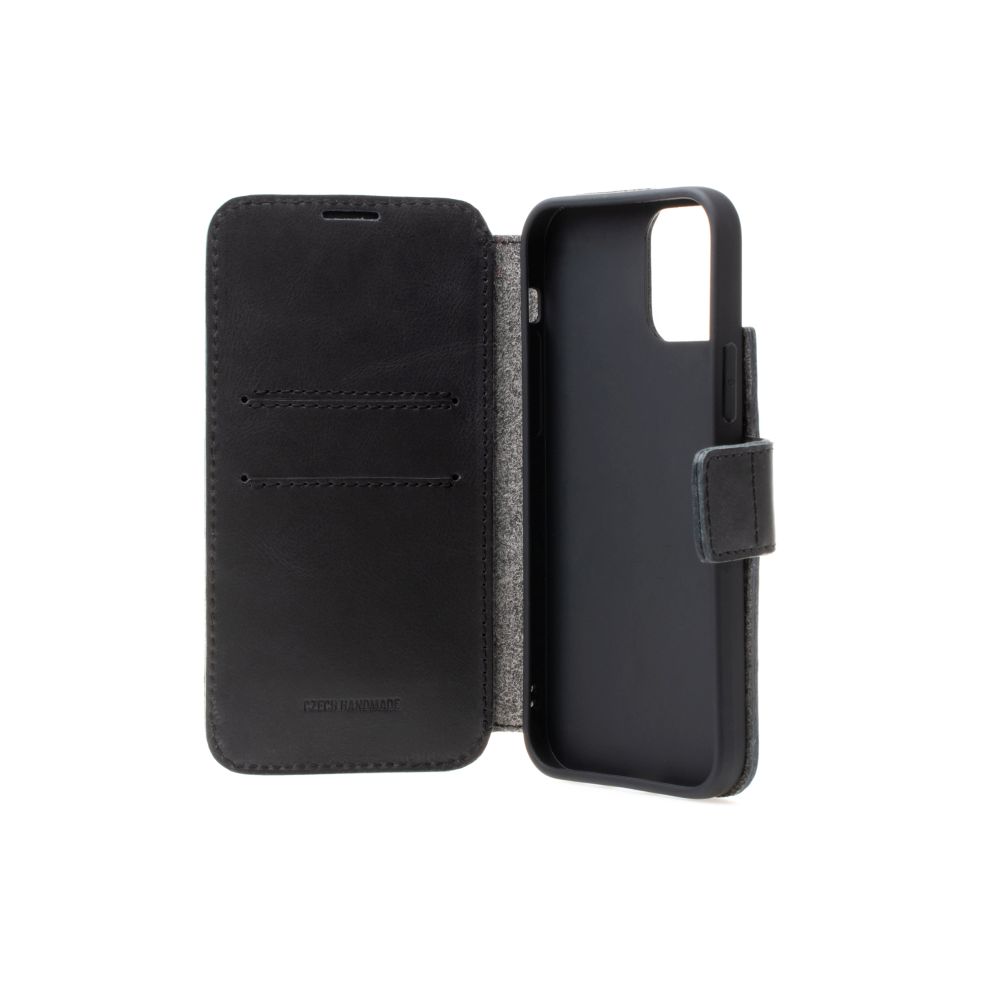 Kožené pouzdro typu kniha FIXED ProFit pro Apple iPhone 4 SE, černé