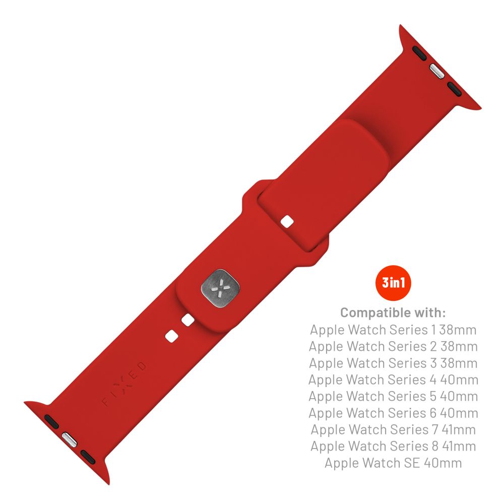 Set silikonových řemínků FIXED Silicone Sporty Strap pro Apple Watch 38/40/41mm, červený