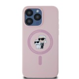 Karl Lagerfeld Liquid Silicone Karl and Choupette Magsafe Zadní Kryt pro iPhone 15 Pro Max Pink