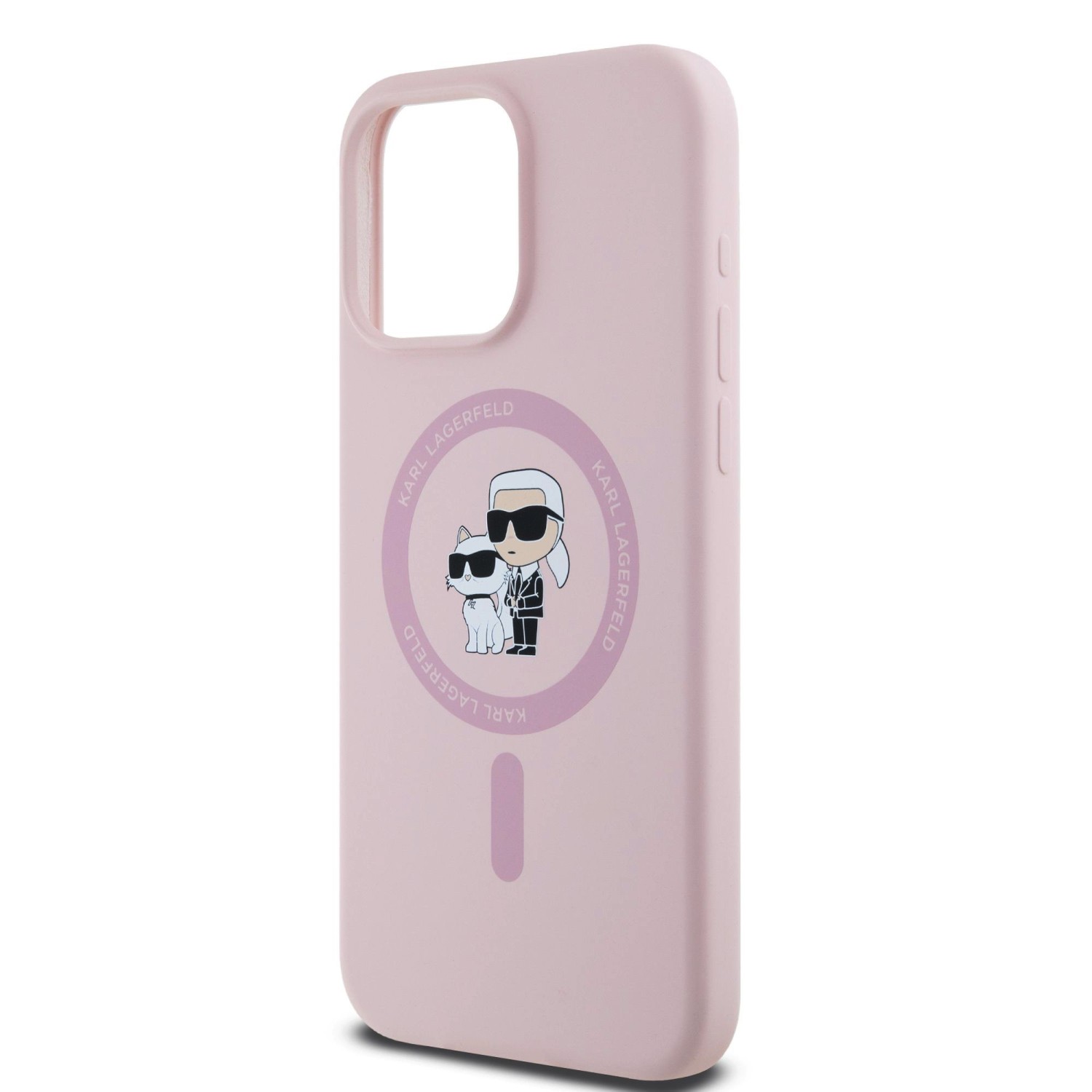 Karl Lagerfeld Liquid Silicone Karl and Choupette Magsafe Zadní Kryt pro iPhone 15 Pro Max Pink