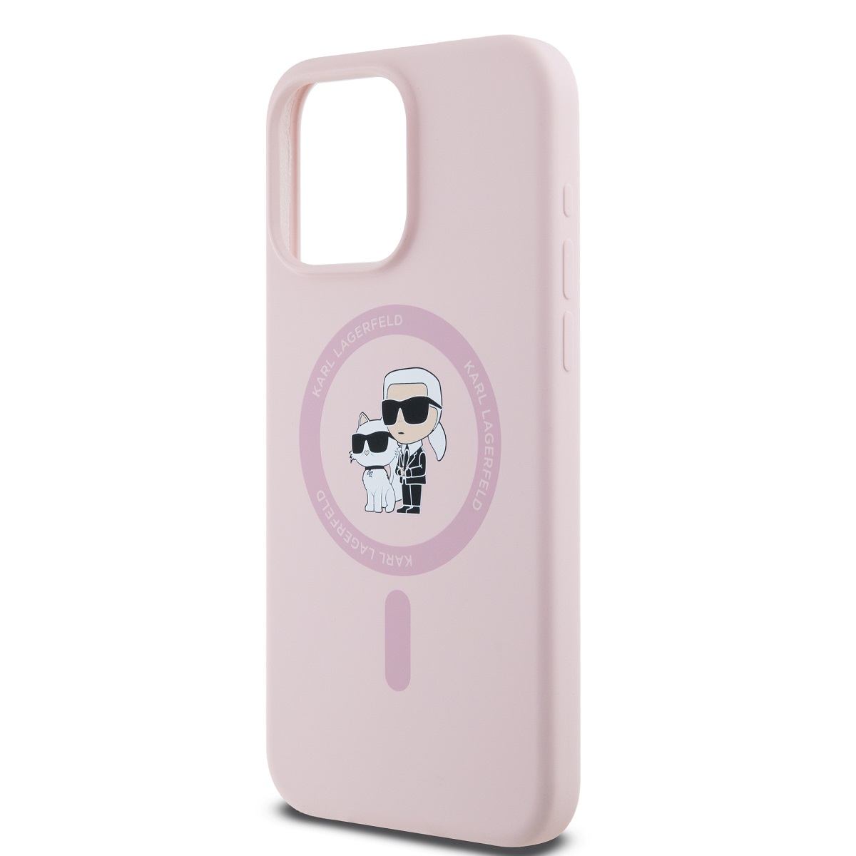 Karl Lagerfeld Liquid Silicone Karl and Choupette Magsafe Zadní Kryt pro iPhone 15 Pro Pink