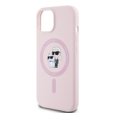 Karl Lagerfeld Liquid Silicone Karl and Choupette Magsafe Zadní Kryt pro iPhone 15 Pink