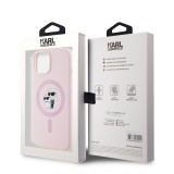 Karl Lagerfeld Liquid Silicone Karl and Choupette Magsafe Zadní Kryt pro iPhone 15 Pink