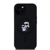 Karl Lagerfeld Liquid Silicone Karl and Choupette Magsafe Zadní Kryt pro iPhone 15 Black