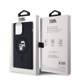 Karl Lagerfeld Liquid Silicone Karl and Choupette Magsafe Zadní Kryt pro iPhone 14 Pro Max Black