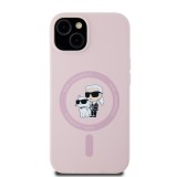 Karl Lagerfeld Liquid Silicone Karl and Choupette Magsafe Zadní Kryt pro iPhone 14 Pink