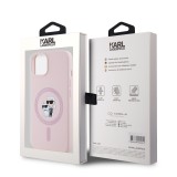 Karl Lagerfeld Liquid Silicone Karl and Choupette Magsafe Zadní Kryt pro iPhone 14 Pink