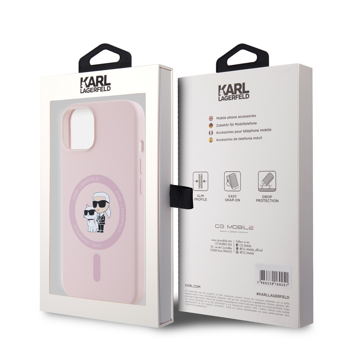 Karl Lagerfeld Liquid Silicone Karl and Choupette Magsafe Zadní Kryt pro iPhone 14 Pink