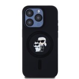 Karl Lagerfeld Liquid Silicone Karl and Choupette Magsafe Zadní Kryt pro iPhone 14 Pro Black