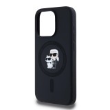 Karl Lagerfeld Liquid Silicone Karl and Choupette Magsafe Zadní Kryt pro iPhone 14 Pro Black