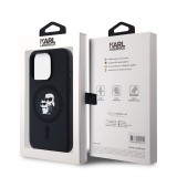 Karl Lagerfeld Liquid Silicone Karl and Choupette Magsafe Zadní Kryt pro iPhone 14 Pro Black