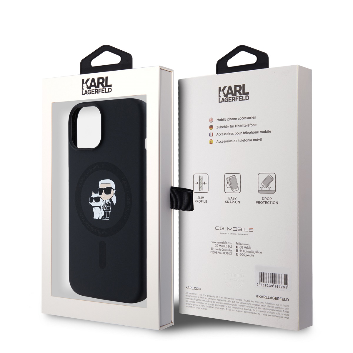 Karl Lagerfeld Liquid Silicone Karl and Choupette Magsafe Zadní Kryt pro iPhone 14 Black