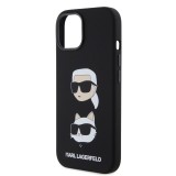 Karl Lagerfeld Liquid Silicone Karl and Choupette Heads Zadní Kryt pro iPhone 15 Black