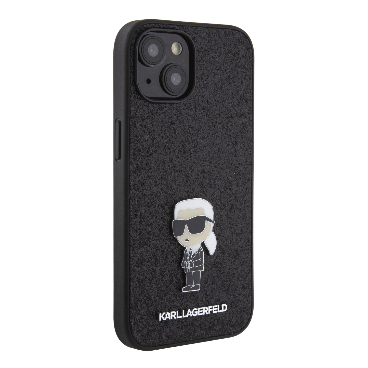 Karl Lagerfeld Fixed Glitter Metal Ikonik Zadní Kryt pro iPhone 15 Black