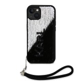 Karl Lagerfeld Sequins Reversible Zadní Kryt pro iPhone 15 Black/Silver