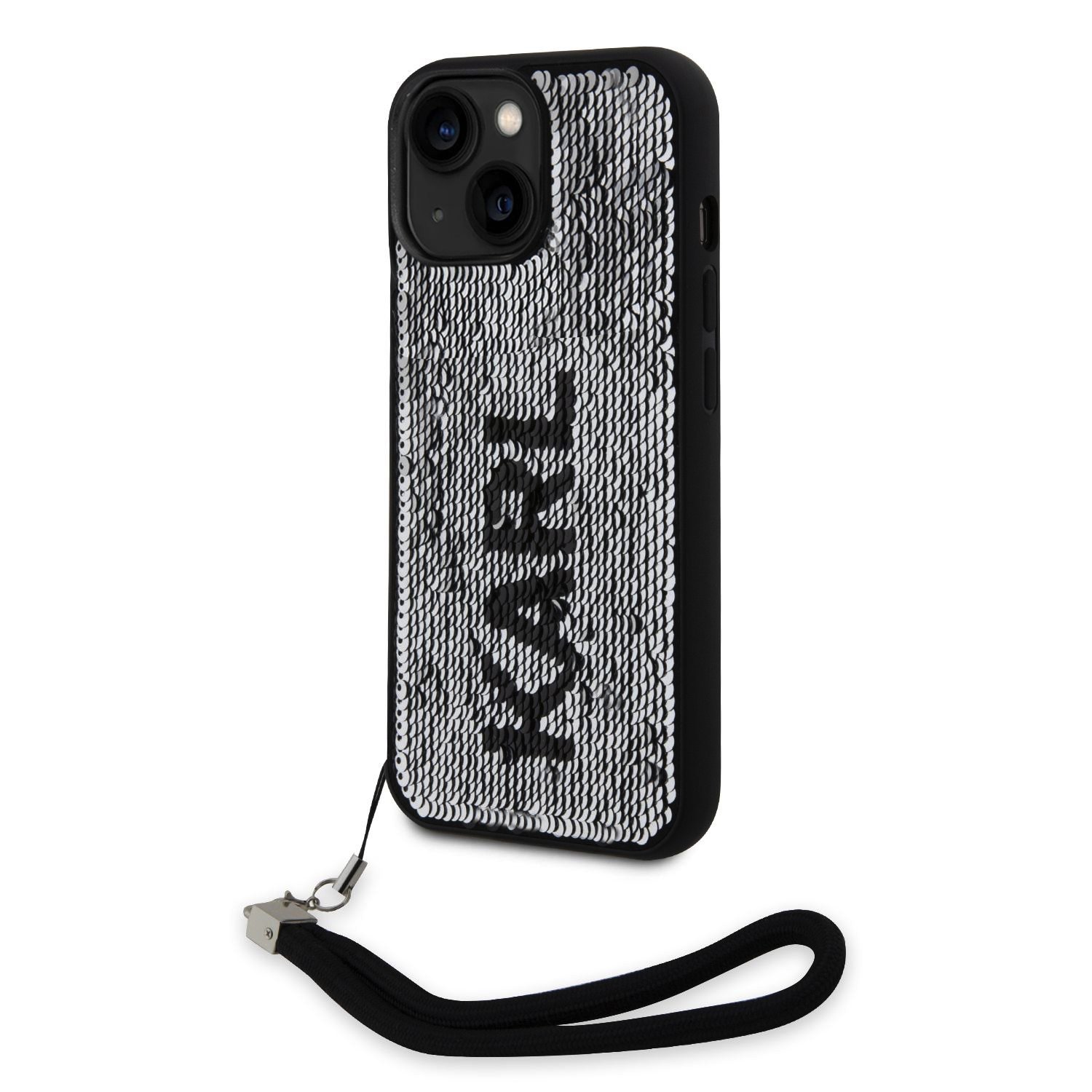 Karl Lagerfeld Sequins Reversible Zadní Kryt pro iPhone 15 Black/Silver