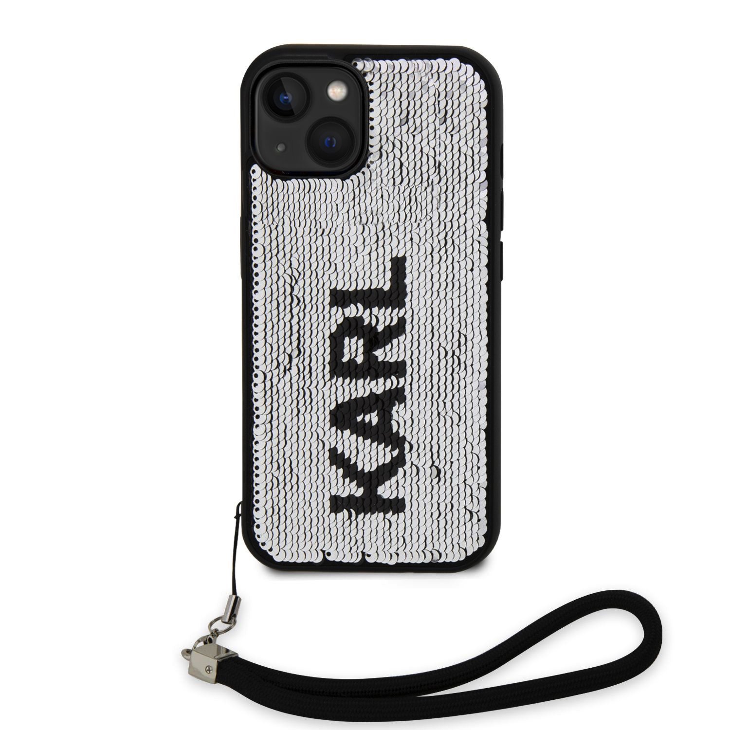 Karl Lagerfeld Sequins Reversible Zadní Kryt pro iPhone 15 Black/Silver