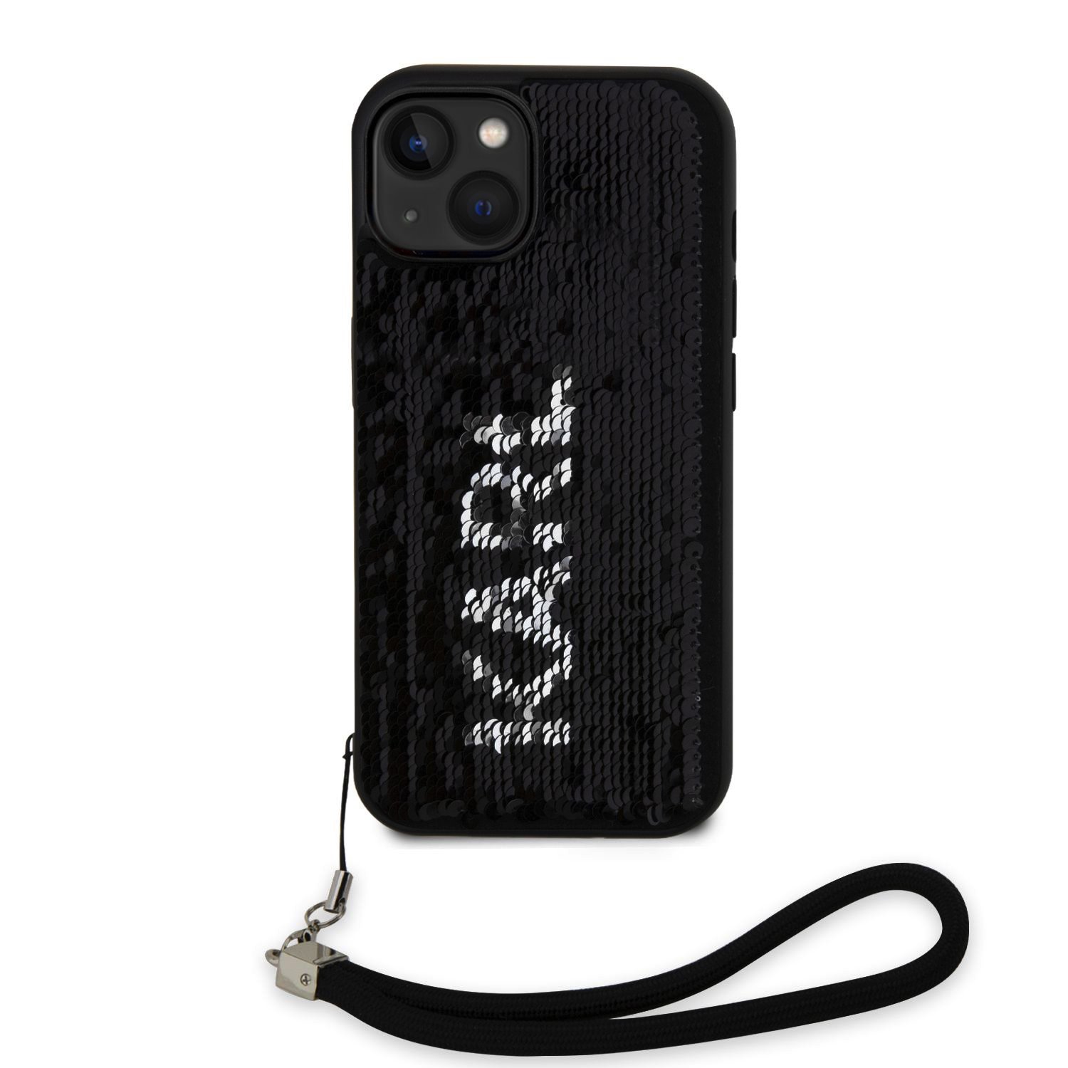 Karl Lagerfeld Sequins Reversible Zadní Kryt pro iPhone 15 Black/Silver