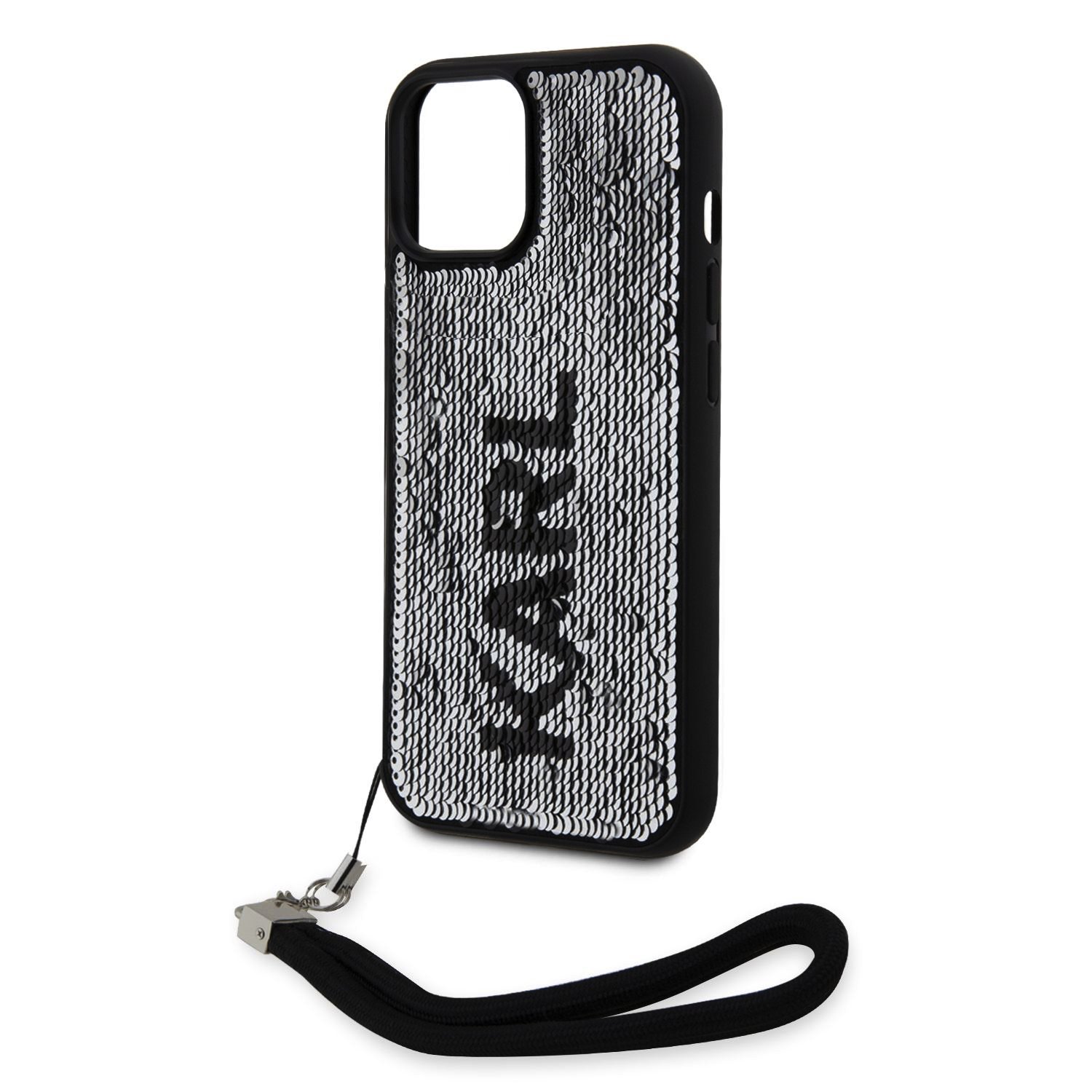 Karl Lagerfeld Sequins Reversible Zadní Kryt pro iPhone 15 Black/Silver