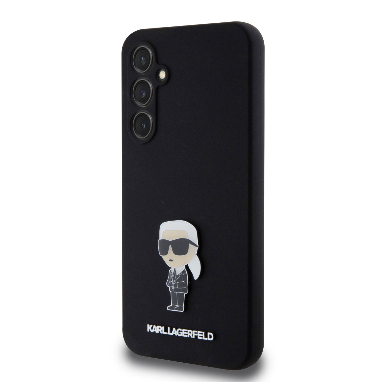 Karl Lagerfeld Liquid Silicone Metal Ikonik Zadní Kryt pro Samsung Galaxy S23 FE Black