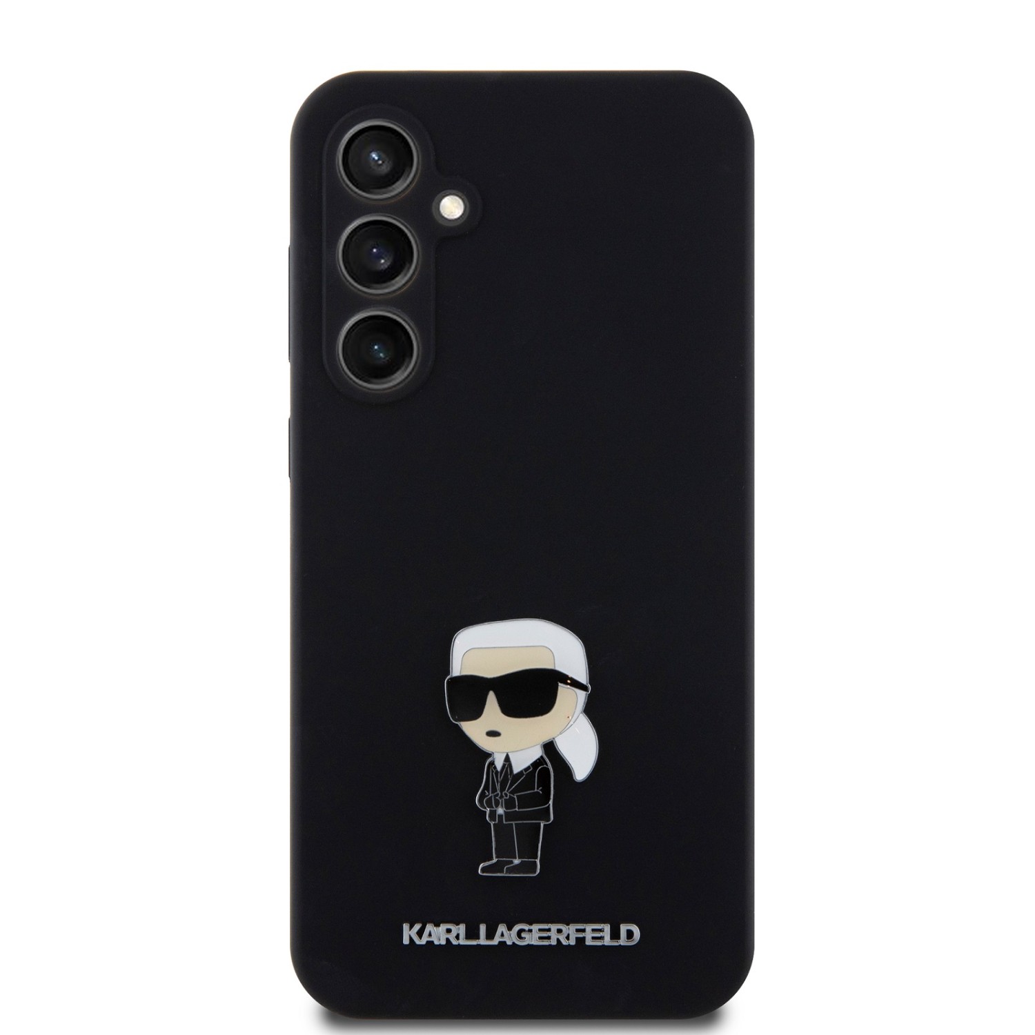 Karl Lagerfeld Liquid Silicone Metal Ikonik Zadní Kryt pro Samsung Galaxy S23 FE Black